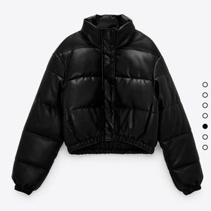 Zara Faux Leather Puffer Jacket